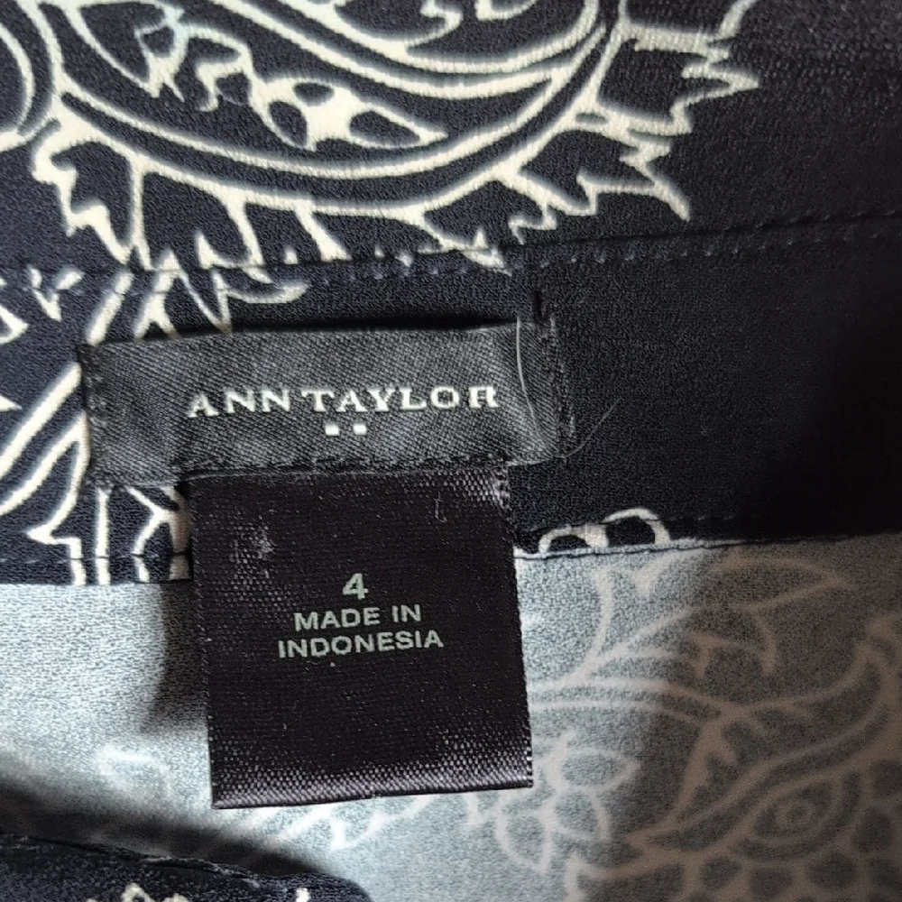 Ann Taylor Navy and White Paisley Dress - Picture 2 of 4